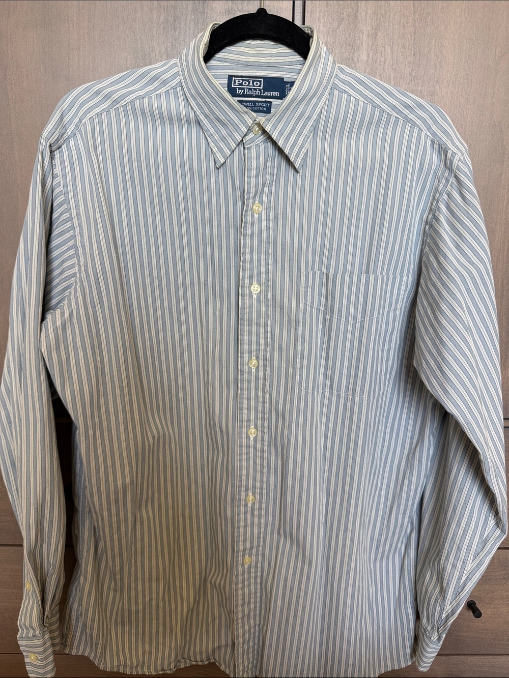 2001 Polo by Ralph Lauren Light Blue and White Striped Button-Down Shirt